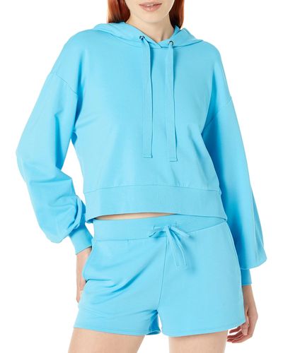 The Drop Mayla Supersoft Stretch Cropped Hoodie - Blue
