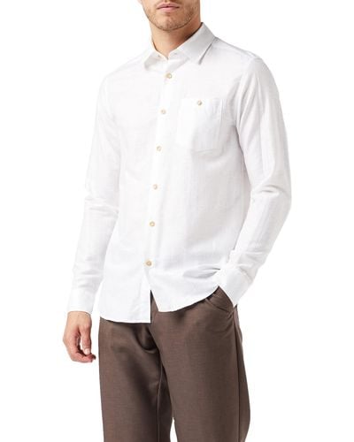 Ted Baker Mma-sauss-ls Linen Button Down Shirt - White