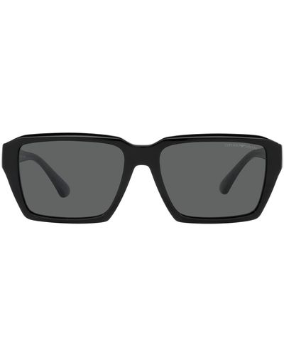 Emporio Armani Ea4186f Low Bridge Fit Rectangular Sunglasses - Black