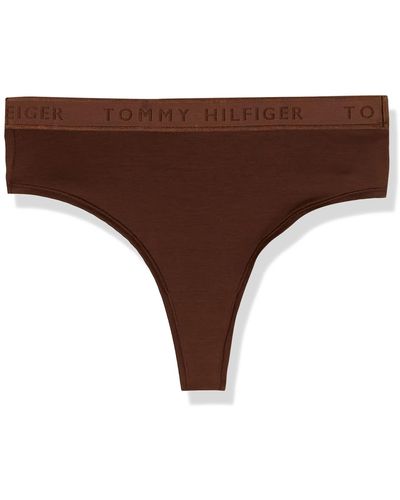 Tommy Hilfiger High Waist Thong Strings - Marron