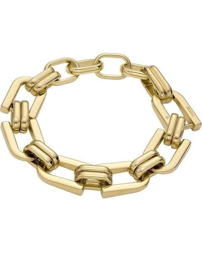 Fossil Bracciale da donna con maglie Heritage D-Link in acciaio inossidabile dorato - Metallizzato