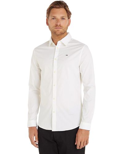 Tommy Hilfiger Original Flag Stretch Long Sleeve Shirt - Bianco