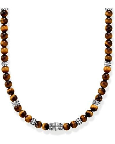 Thomas Sabo Necklace Tiger's Eye 925 Sterling Silver - Brown