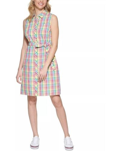 Tommy Hilfiger Tie Waist Sommerkleid Button-Down Hemdkleid Kleid - Mehrfarbig