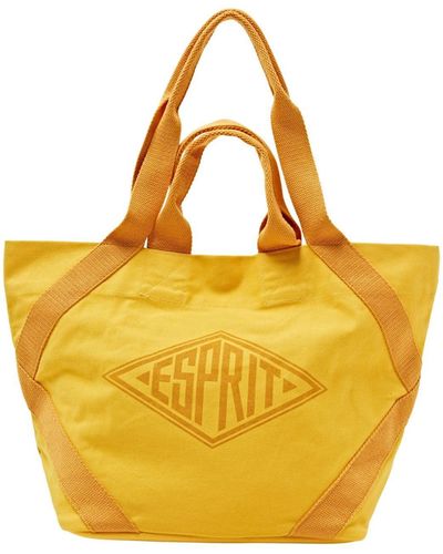 Esprit Tote Bag aus Baumwollcanvas mit Logo - Gelb