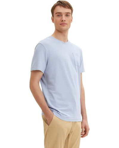 Tom Tailor 1034378 Basic T-Shirt mit Brusttasche - Blau