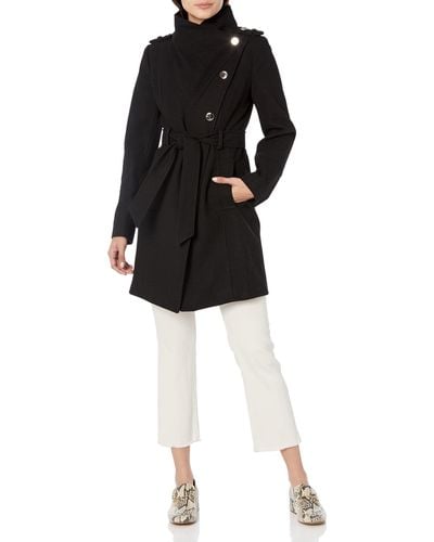 Guess Womens Belted Softshell-jacket With Hood Transitional Jacket - Black