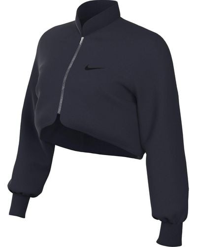 Nike Damen Sportswear Clcctn Crop Fz JKT Veste - Bleu