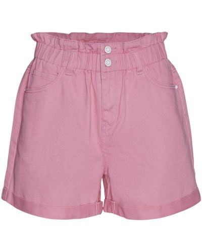 Vero Moda Vmlyra Hr Paperbag Shorts Mix - Pink