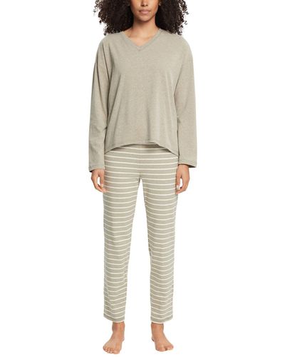Esprit Y/d Stripe Cotton Sus Pyjamas Pyjama Set - Natural
