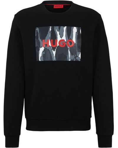 HUGO S Duragol U242 Cotton-terry Sweatshirt With Seasonal Logo Artwork Black
