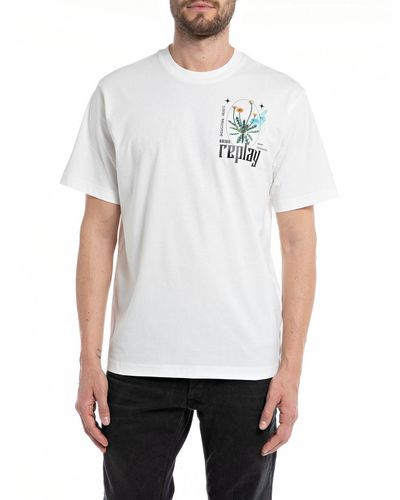 Replay T-Shirt à ches Courtes Et Col Rond pour - Blanc