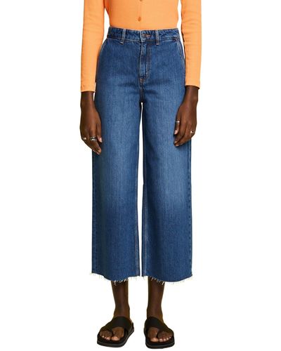 Esprit Culotte-Jeans mit hohem Bund - Blau