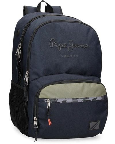 Pepe Jeans Cromwell School Backpack Double Compartment Black 33 X 46 X 15 Cm Polyester 22.77l - Blue