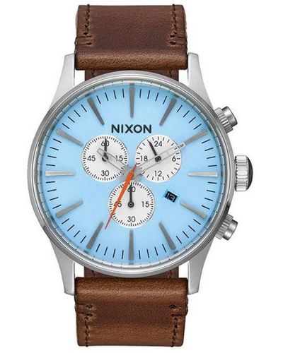 Nixon Adult Chronograph Quartz Watch With Leather Strap A405-2547-00 - Blue