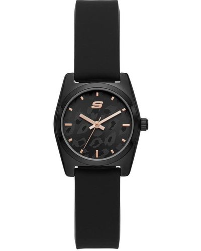 Skechers Shoup 27 Mm Analoog Horloge Met Siliconenriem - Zwart