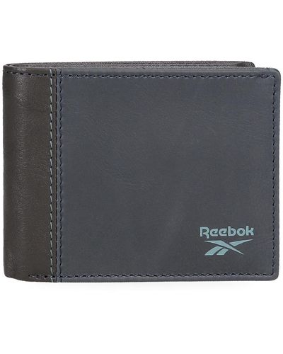 Reebok Division Horizontal Wallet With Purse Blue 11 X 8 X 1 Cm Leather - Black