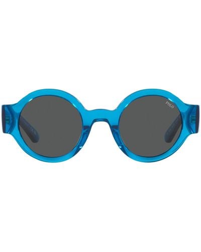 Polo Ralph Lauren Ph4190u Universal Fit Round Sunglasses - Blue