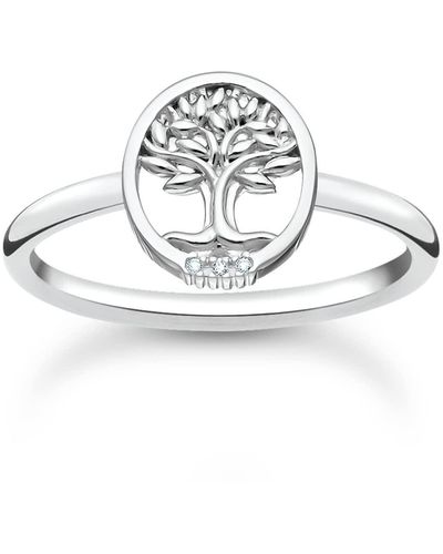 Thomas Sabo Bague Tree of Love avec Pierres Blanches Argent Argent Sterling 925 TR2375-051-14