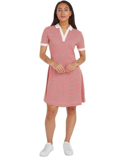 Tommy Hilfiger Polo Dress Striped - Red