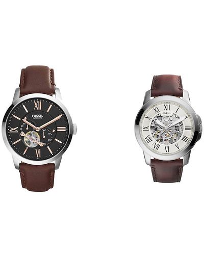 Fossil Automatik Uhr mit Leder Armband ME3061 - Braun