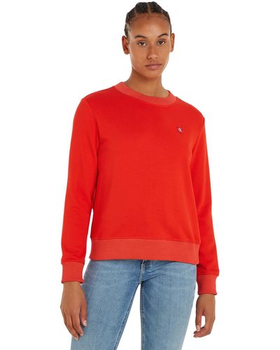 Calvin Klein Sweatshirt Badge Crew Neck No Hood - Red
