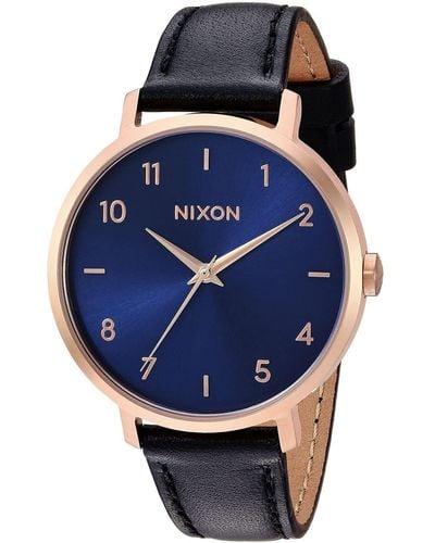 Nixon Arrow Leather Rose Indigo Black Watch A10912763 Gold