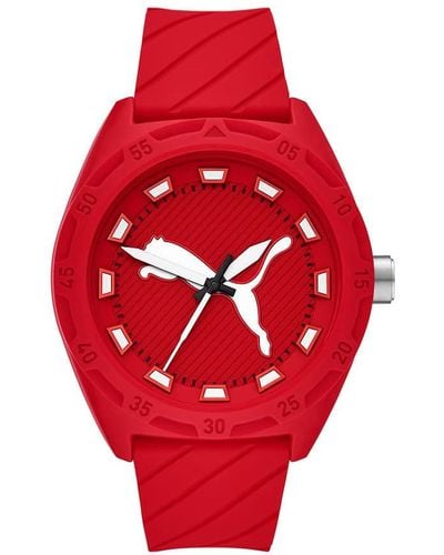PUMA Analog Quarz Uhr mit Silikon Armband P5090 - Rot