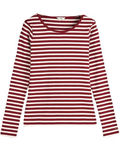GANT Slim Striped 1X1 Ribbed LS T-Shirt - Rot
