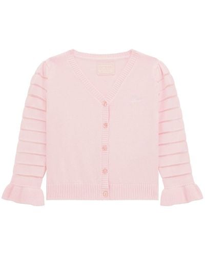 Guess Cardigan con iche in Mesh Rosa Rosa G6K9