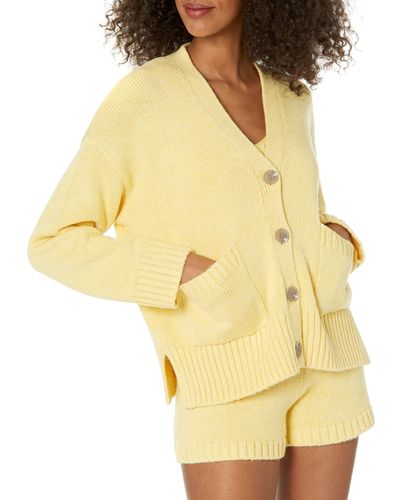 The Drop Brigitte Chunky Button-front Pocket Ribbed Cardigan - Yellow