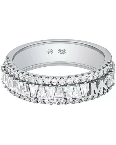 Michael Kors Premium Kors Mk Sterling Silver Band Ring - White