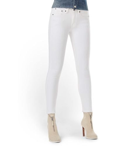 G-Star RAW Skinny Jeans 3301 Mid Skinny Enkels,white C267-110,26w / 32l - Wit