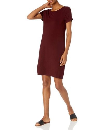Amazon Essentials Daily Ritual Jersey Standard-fit Ballet-back T-shirt Dress - Red