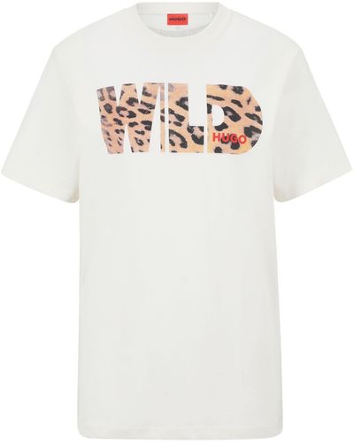 HUGO Regular-Fit T-Shirt aus Baumwoll-Jersey mit "Wild"-Slogan - Weiß