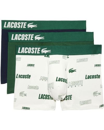 Lacoste 3er Pack Boxershorts Unterhosen Ultra Comfortable Cotton Stretch Trunks - Grün