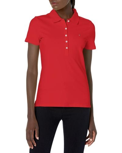 Tommy Hilfiger Ss Core Pique Polo-solid Shirt - Red