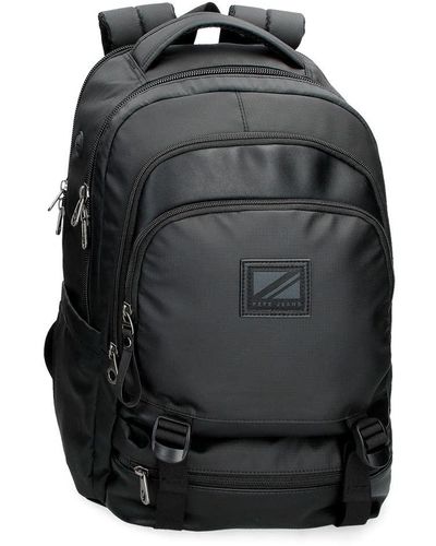 Pepe Jeans Straps Adaptable Laptop Backpack 15.6" Noir 30x46x16 cm Polyester avec détails en Cuir Synthétique 22.08L