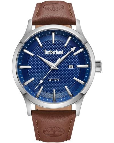 Timberland S Analogique Quartz Montre avec Bracelet en Cuir TDWGB0041001 - Bleu