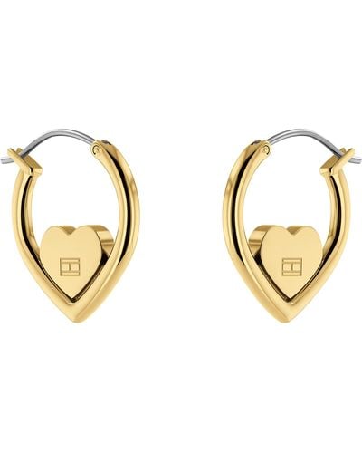 Tommy Hilfiger Jewelry Hoop Heart Earrings - Black