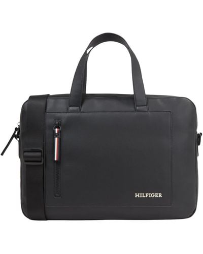 Tommy Hilfiger Sac pour Ordinateur Portable Pique Slim Computer Bag avec Fermeture Éclair - Noir