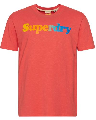 Superdry Shirt Vintage Cali Stripe tee Cayenne S Hombre - Rosa