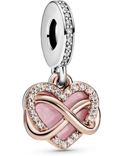 PANDORA Moments 14k Rose Gold-plated And Sterling Silver Sparkling Infinity Heart Dangle Charm For Bracelet - Pink
