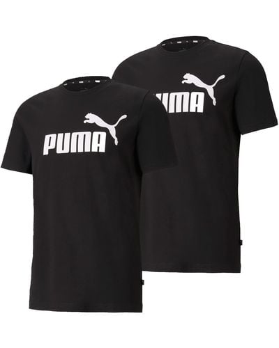 PUMA 586666 Lot de 2 t-shirts pour homme logo ESS - Noir