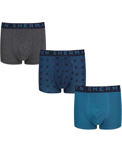 Ben Sherman S Super Soft Boxer Shorts with Elasticated Waistband Boxershorts, - Blau