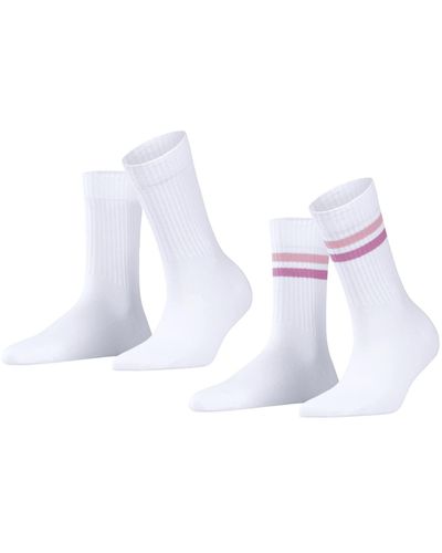 Esprit Tennis Stripe 2-pack W So Cotton Patterned 2 Pairs Socks - White