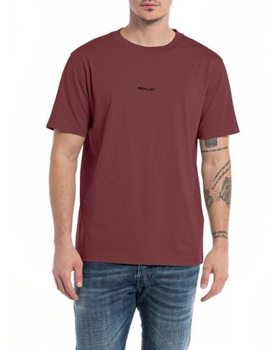 Replay Men's T-shirt Short Sleeve Crew Neck Logo - Red