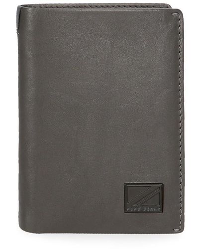 Pepe Jeans Marshal Vertical Wallet With Purse Grey 8.5 X 11.5 X 1 Cm Leather