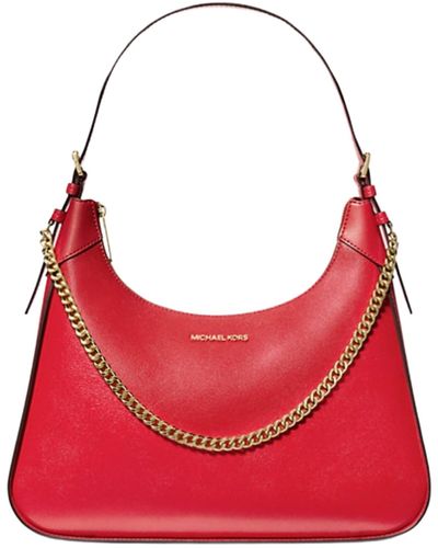 Michael Kors Wilma Large Leather Shoulder Bag - Red