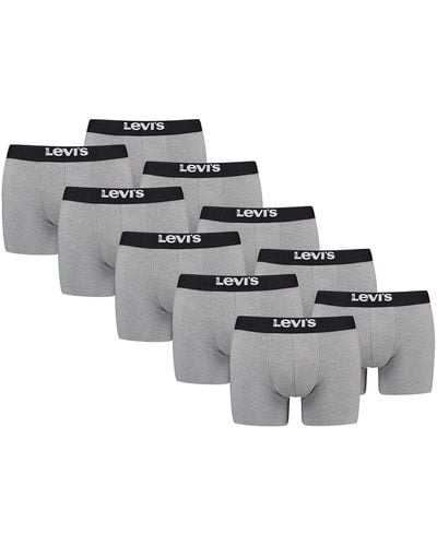 Levi's Solid Boxershorts Unterwäsche aus Bio-Baumwolle im 8er Pack - Grau